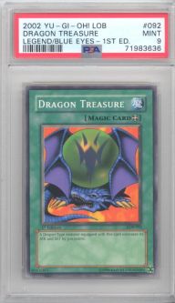 PSA 9 - Yu-Gi-Oh Card - LOB-092 - DRAGON TREASRURE (common) *1st Edition* - MINT