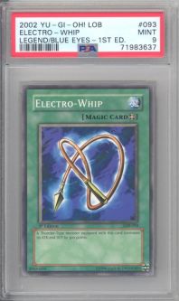PSA 9 - Yu-Gi-Oh Card - LOB-093 - ELECTRO-WHIP (common) *1st Edition* - MINT