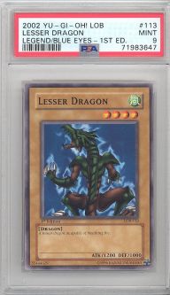 PSA 9 - Yu-Gi-Oh Card - LOB-113 - LESSER DRAGON (common) *1st Edition* - MINT