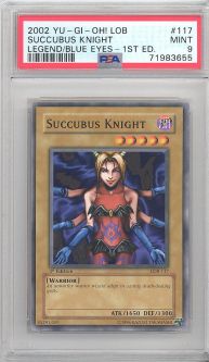 PSA 9 - Yu-Gi-Oh Card - LOB-117 - SUCCUBUS KNIGHT (common) *1st Edition* - MINT