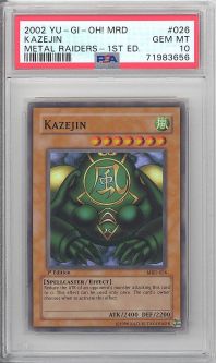 PSA 10 - Yu-Gi-Oh Card - MRD-026 - KAZEJIN (super rare holo) **1st Edition** - GEM MINT