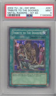 PSA 9 - Yu-Gi-Oh Card - MRD-057 - TRIBUTE TO THE DOOMED (super rare holo) *1st Edition* - MINT PSA 9 - Yu-Gi-Oh Card - MRD-057 - TRIBUTE TO THE DOOMED (super rare holo) *1st Edition* - MINT