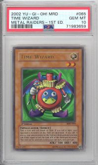 PSA 10 - Yu-Gi-Oh Card - MRD-065 - TIME WIZARD (ultra rare holo) *1st Edition* - GEM MINT