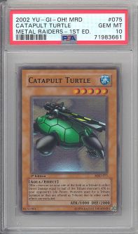 PSA 10 - Yu-Gi-Oh Card - MRD-075 - CATAPULT TURTLE (super rare holo) *1st Edition* - GEM MINT