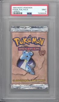 PSA 9 - Pokemon Cards - FOSSIL - Booster Pack - Lapras Artwork - MINT