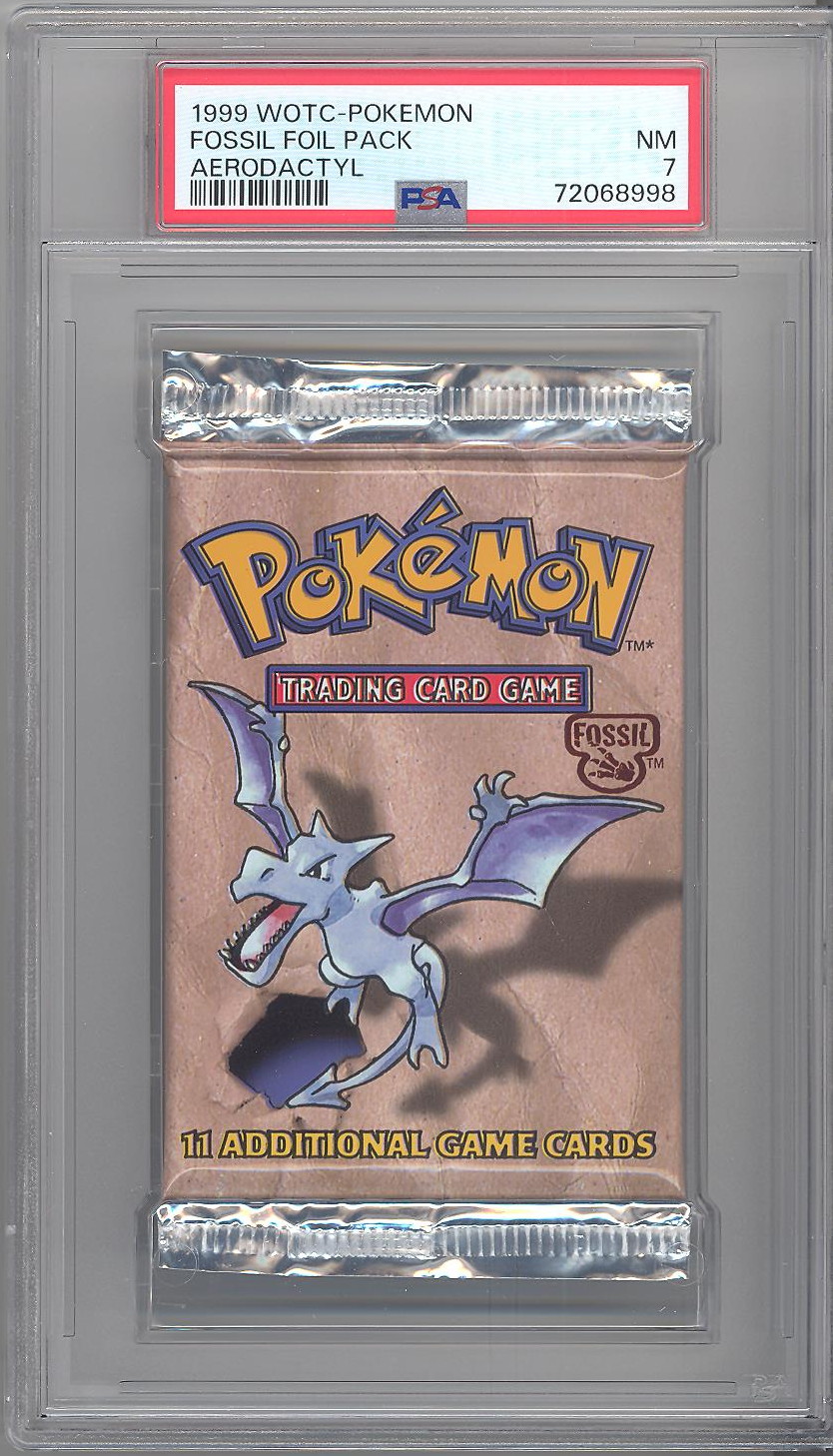 PSA 7 Pokemon Cards FOSSIL Booster Pack Aerodactyl Artwork NM