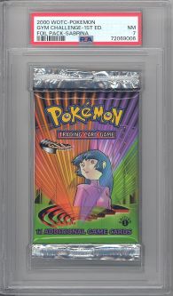 PSA 7 - Pokemon Cards - GYM CHALLENGE - Booster Pack (1st Edition) - Sabrina Artwork - NM