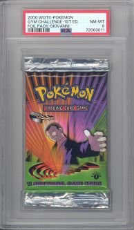 PSA 8 - Pokemon Cards - GYM CHALLENGE - Booster Pack (1st Edition) - Giovanni Artwork - NM-MT