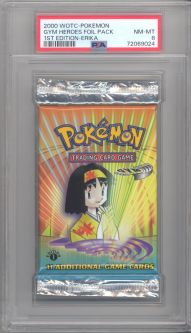 PSA 8 - Pokemon Cards - GYM HEROES - Booster Pack (1st Edition) - Erica Artwork - NM-MT