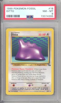 PSA 8 - Pokemon Card - Fossil 18/62 - DITTO (rare) - NM-MT