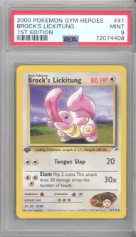 PSA 9 - Pokemon Card - Gym Heroes 41/132 - BROCK'S LICKITUNG (uncommon) *1st Edition* - MINT