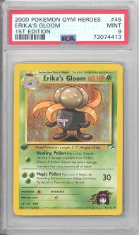PSA 9 - Pokemon Card - Gym Heroes 45/132 - ERIKA'S GLOOM (uncommon) *1st Edition* - MINT