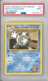 PSA 9 - Pokemon Card - Gym Heroes 53/132 - MISTY'S POLIWHIRL (uncommon) *1st Edition* - MINT