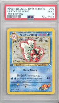 PSA 9 - Pokemon Card - Gym Heroes 55/132 - MISTY'S SEAKING (uncommon) *1st Edition* - MINT
