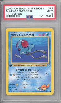PSA 9 - Pokemon Card - Gym Heroes 57/132 - MISTY'S TENTACOOL (uncommon) *1st Edition* - MINT