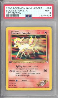 PSA 9 - Pokemon Card - Gym Heroes 63/132 - BLAINE'S PONYTA (common) *1st Edition* - MINT
