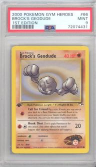 PSA 9 - Pokemon Card - Gym Heroes 66/132 - BROCK'S GEODUDE (common) *1st Edition* - MINT