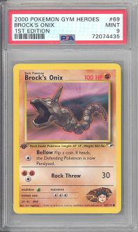 PSA 9 - Pokemon Card - Gym Heroes 69/132 - BROCK'S ONIX (common) *1st Edition* - MINT