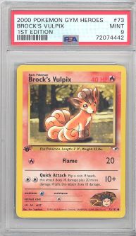 PSA 9 - Pokemon Card - Gym Heroes 73/132 - BROCK'S VULPIX (common) *1st Edition* - MINT