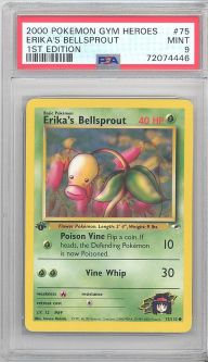 PSA 9 - Pokemon Card - Gym Heroes 75/132 - ERIKA'S BELLSPROUT (common) *1st Edition* - MINT