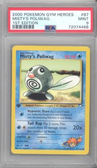PSA 9 - Pokemon Card - Gym Heroes 87/132 - MISTY'S POLIWAG (common) *1st Edition* - MINT