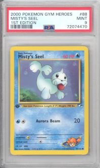 PSA 9 - Pokemon Card - Gym Heroes 88/132 - MISTY'S SEEL (common) *1st Edition* - MINT