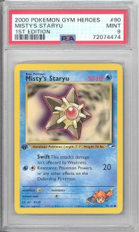 PSA 9 - Pokemon Card - Gym Heroes 90/132 - MISTY'S STARYU (common) *1st Edition* - MINT