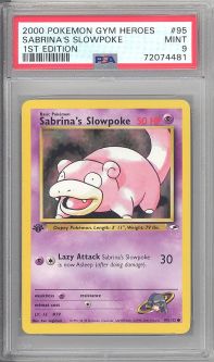 PSA 9 - Pokemon Card - Gym Heroes 95/132 - SABRINA'S SLOWPOKE (common) *1st Edition* - MINT