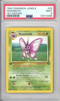PSA 9 - Pokemon Card - Jungle 29/64 - VENOMOTH (rare) *1st Edition* - MINT