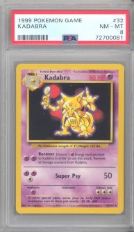 PSA 8 - Pokemon Card - Base 32/102 - KADABRA (uncommon) - NM-MT