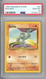 PSA 10 - Pokemon Card - Base 52/102 - MACHOP (common) - GEM MINT