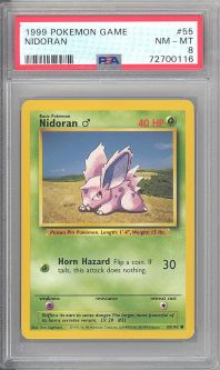 PSA 8 - Pokemon Card - Base 55/102 - NIDORAN (common) - NM-MT