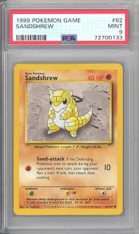 PSA 9 - Pokemon Card - Base 62/102 - SANDSHREW (common) - MINT