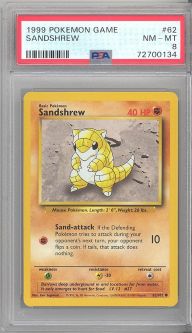 PSA 8 - Pokemon Card - Base 62/102 - SANDSHREW (common) - NM-MT