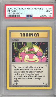 PSA 9 - Pokemon Card - Gym Heroes 116/132 - RECALL (uncommon) *1st Edition* - MINT