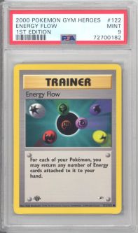 PSA 9 - Pokemon Card - Gym Heroes 122/132 - ENERGY FLOW (common) *1st Edition* - MINT