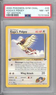 PSA 8 - Pokemon Card - Gym Challenge 49/132 - KOGA'S PIDGEY (uncommon) *1st Edition* - NM-MT