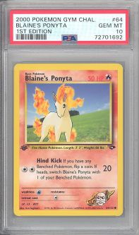 PSA 10 - Pokemon Card - Gym Challenge 64/132 - BLAINE'S PONYTA (common) *1st Edition* - GEM MINT