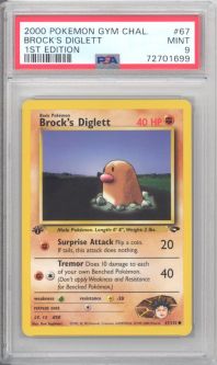 PSA 9 - Pokemon Card - Gym Challenge 67/132 - BROCK'S DIGLETT (common) *1st Edition* - MINT