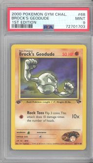 PSA 9 - Pokemon Card - Gym Challenge 68/132 - BROCK'S GEODUDE (common) *1st Edition* - MINT