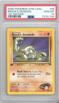 PSA 10 - Pokemon Card - Gym Challenge 68/132 - BROCK'S GEODUDE (common) *1st Edition* - GEM MINT
