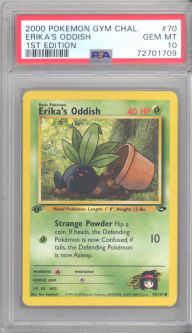 PSA 10 - Pokemon Card - Gym Challenge 70/132 - ERIKA'S ODDISH (common) *1st Edition* - GEM MINT