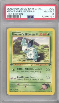 PSA 8 - Pokemon Card - Gym Challenge 75/132 - GIOVANNI'S NIDORAN F (common) *1st Edition* - NM-MT