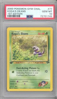 PSA 10 - Pokemon Card - Gym Challenge 77/132 - KOGA'S EKANS (common) *1st Edition* - GEM MINT