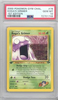 PSA 10 - Pokemon Card - Gym Challenge 78/132 - KOGA'S GRIMER (common) *1st Edition* - GEM MINT