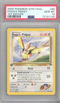 PSA 10 - Pokemon Card - Gym Challenge 80/132 - KOGA'S PIDGEY (common) *1st Edition* - GEM MINT