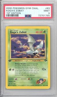 PSA 9 - Pokemon Card - Gym Challenge 83/132 - KOGA'S ZUBAT (common) *1st Edition* - MINT