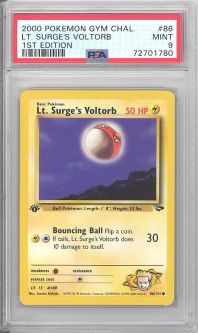 PSA 9 - Pokemon Card - Gym Challenge 86/132 - LT. SURGE'S VOLTORB (common) *1st Edition* - MINT
