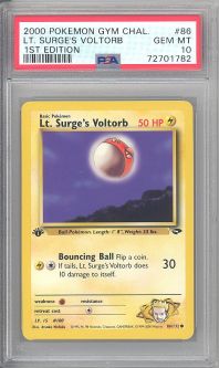 PSA 10 - Pokemon Card - Gym Challenge 86/132 - LT. SURGE'S VOLTORB (common) *1st Edition* - GEM MINT