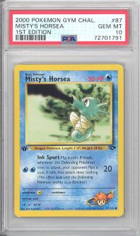 PSA 10 - Pokemon Card - Gym Challenge 87/132 - MISTY'S HORSEA (common) *1st Edition* - GEM MINT